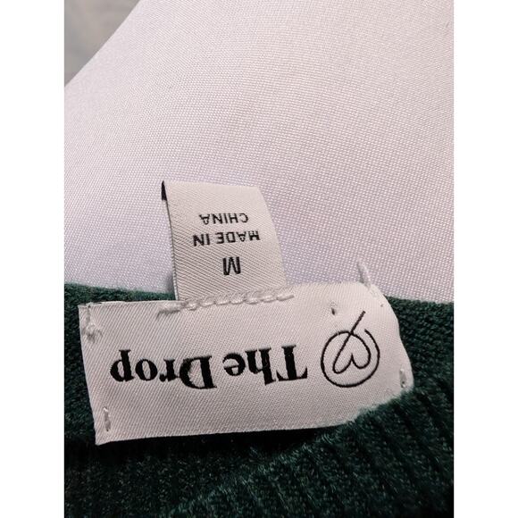 EUC THE DROP Preppy GREEN Grandpa SWEATER Womens SIZE MEDIUM Dark Academia Vneck - Picture 6 of 13